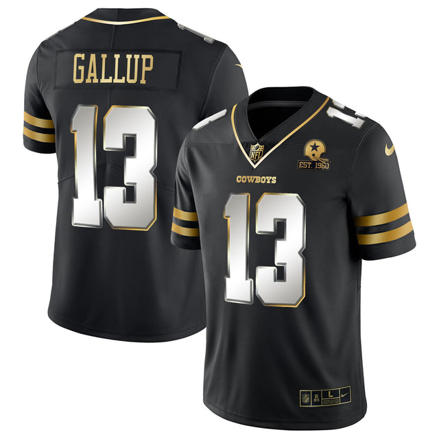 Men's Cowboys Vapor Gold Jersey - All Stitched - Black Limited - Michael Gallup — view 1
