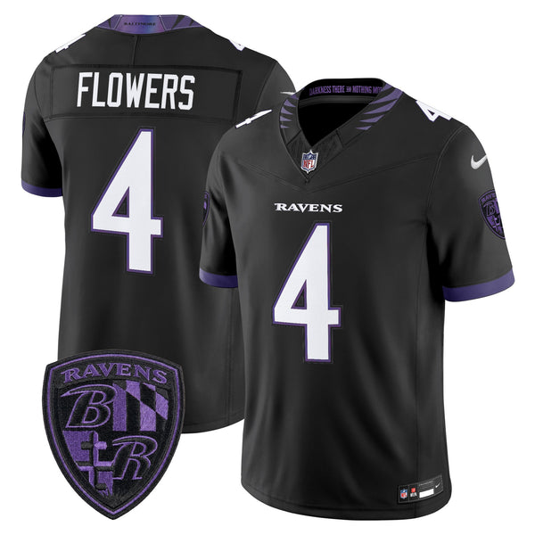 Men's Baltimore Ravens 2026 Vapor Limited Jersey - All Stitched - Black - Zay Flowers — view 1