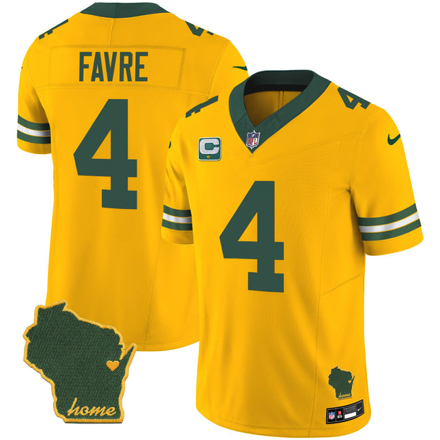 Men's Packers Home Patch Vapor Jersey - All Stitched - Gold - Brett Favre — view 1