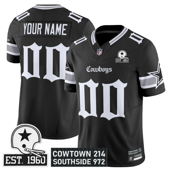 Dallas Cowboys 'Gothic Lone Star Edition' Vapor Limited Custom Jersey - All Stitched - Black — view 1