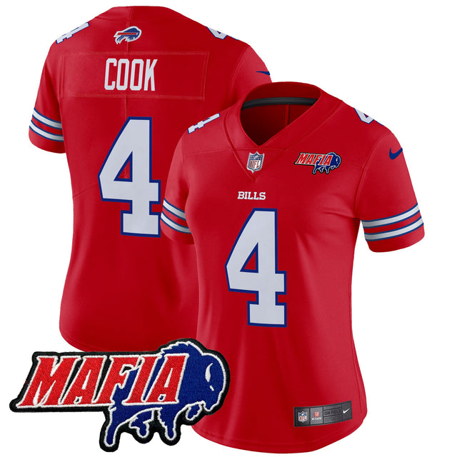 Women's Buffalo Bills 2025 Bills Mafia Patch Vapor Limited Jersey - All Stitched - Red - James Cook — view 1