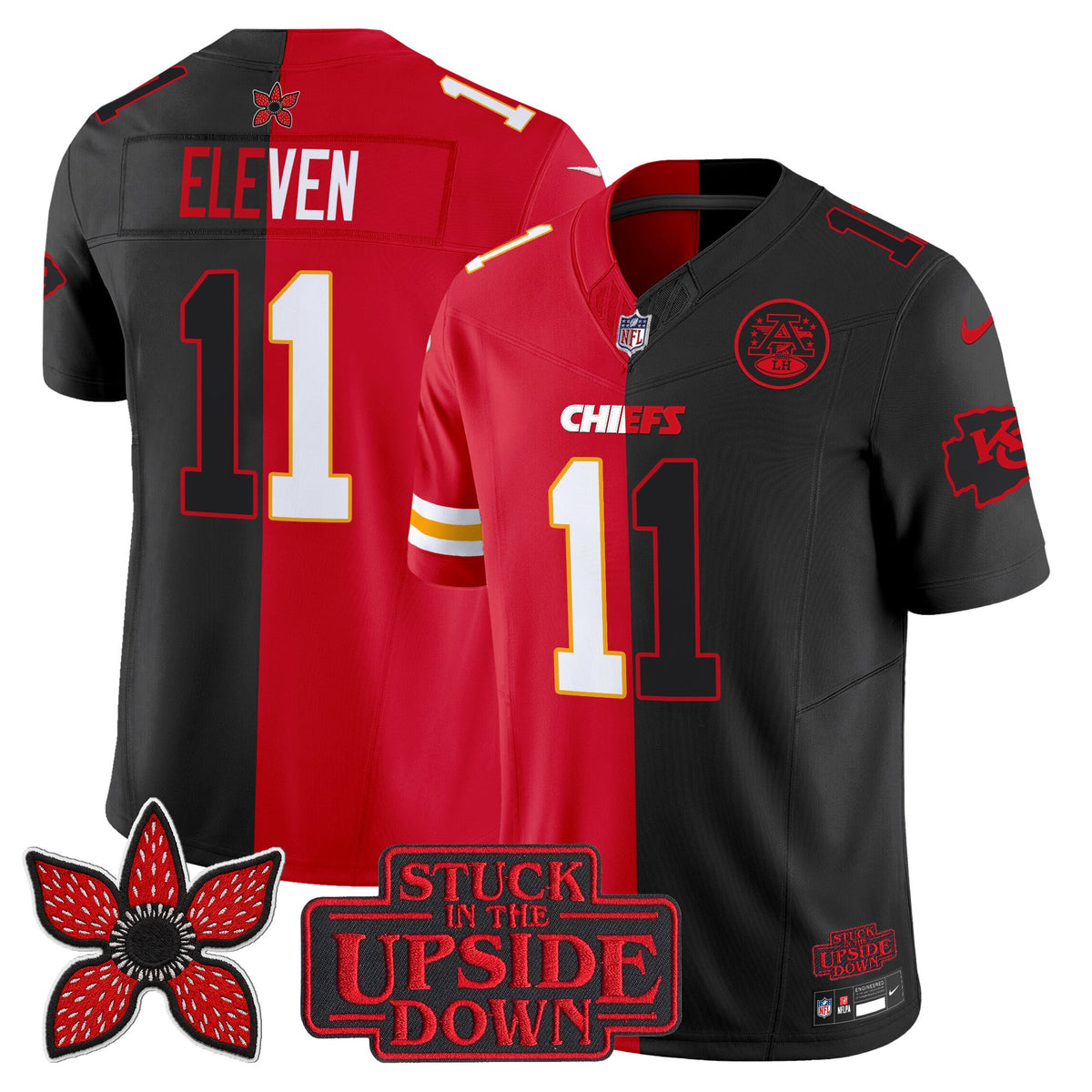 Men's Kansas City Chiefs 'Upside Down Edition' Vapor Limited Jersey - All Stitched - Red-Black - #11 Eleven — view 1
