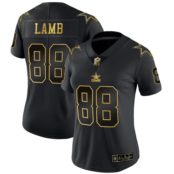 Women's Cowboys Throwback Limited Vapor Jersey - All Stitched - Black Gold - CeeDee Lamb — view 1