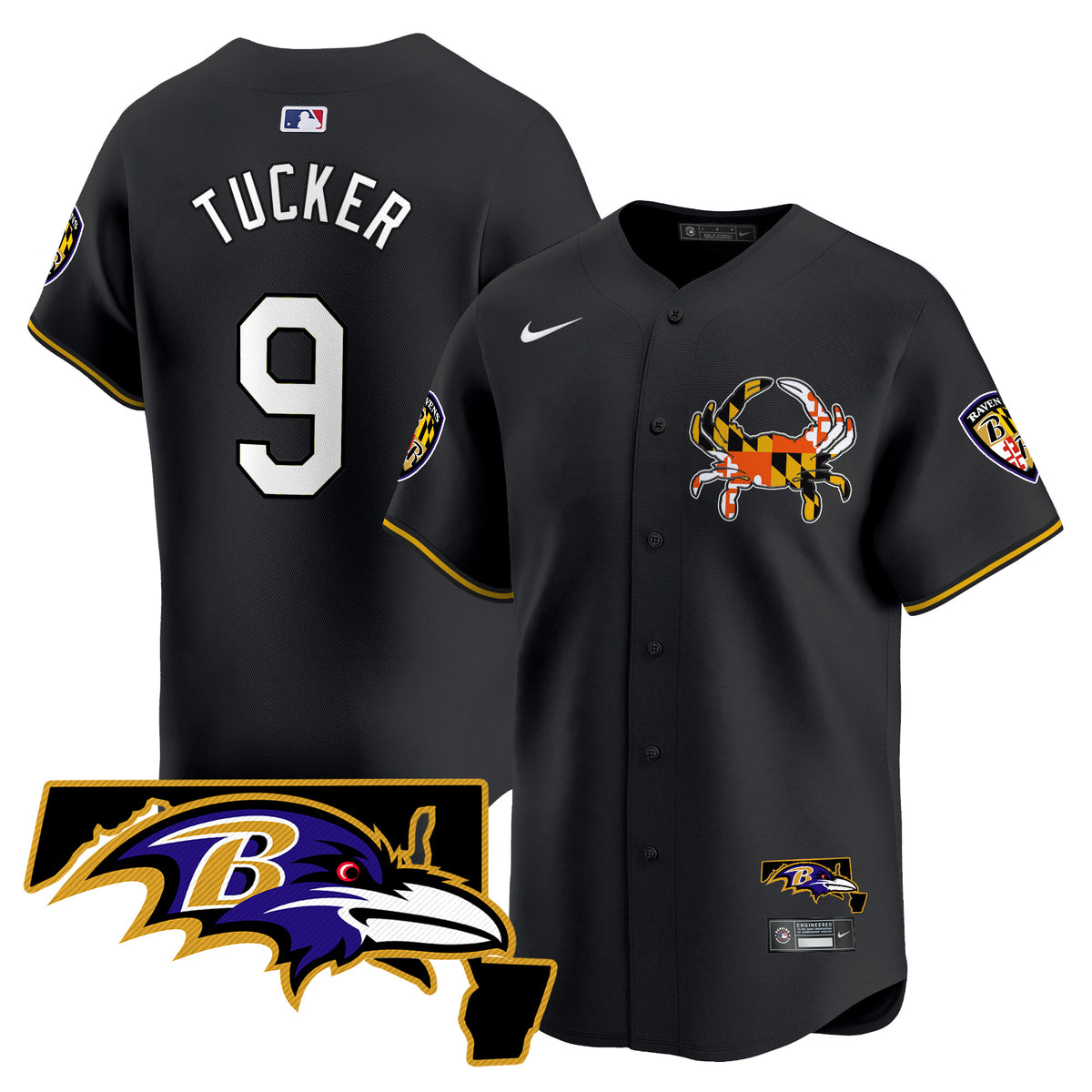 Men's Baltimore Ravens 2024 Vapor Premier Baseball Jersey V2 - All Stitched - Black - Justin Tucker — view 1