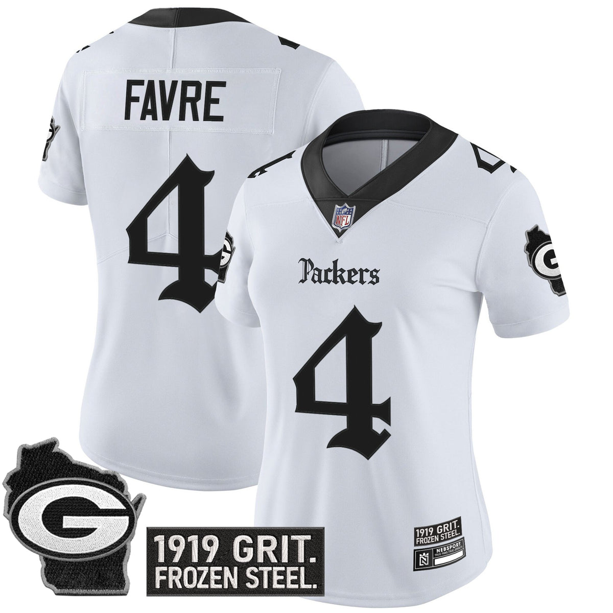 Women's Green Bay Packers 'Gothic Frozen Tundra Edition' Vapor Limited Jersey - All Stitched - White - Brett Favre — view 1