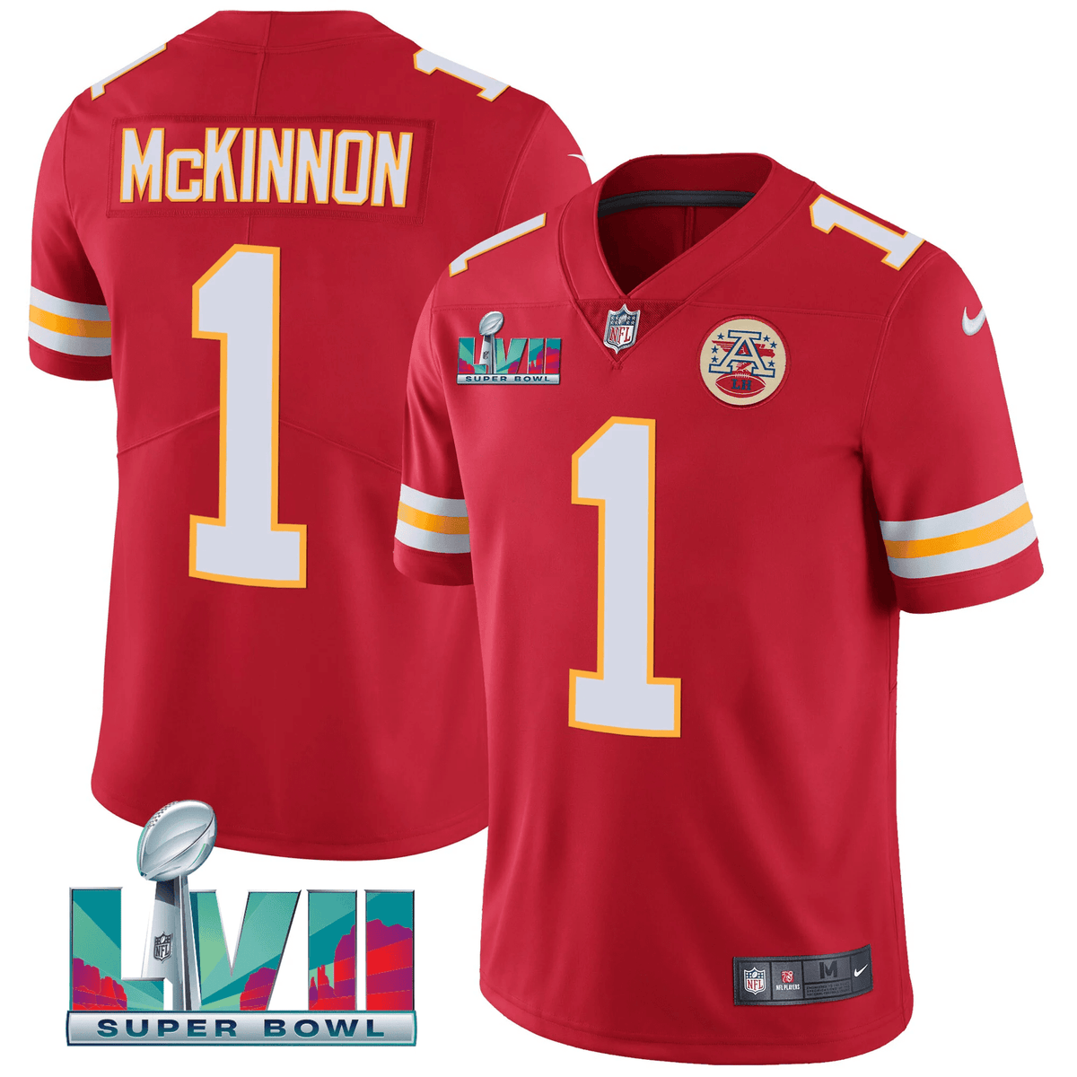 Men's Chiefs Super Bowl LVII Vapor Player Jersey - All Stitched - Red - Jerick McKinnon — view 1