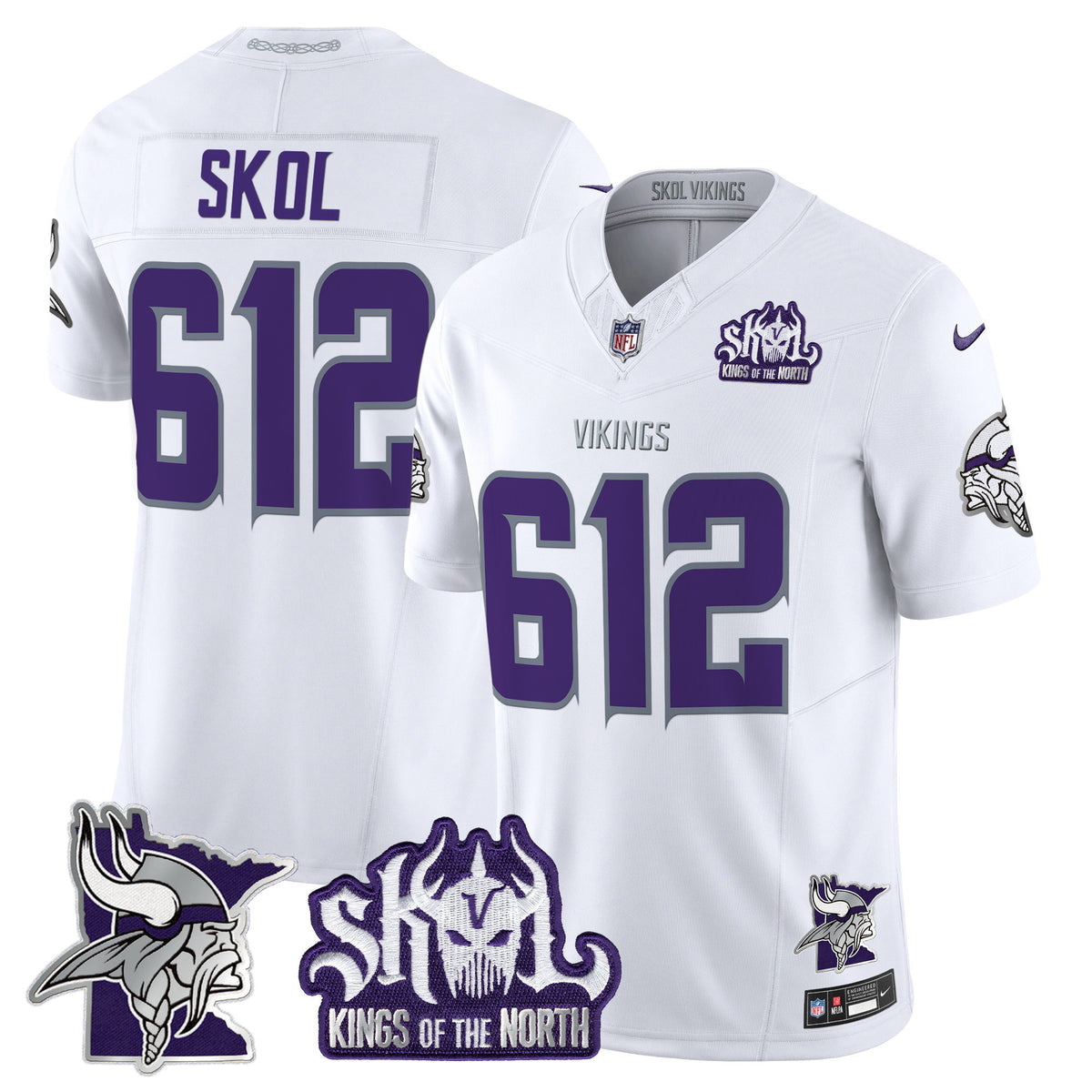 Men's Minnesota Vikings Kings Of The North Patch Vapor Limited Jersey V3 - All Stitched - Winter Warrior - Skol 612 — view 1