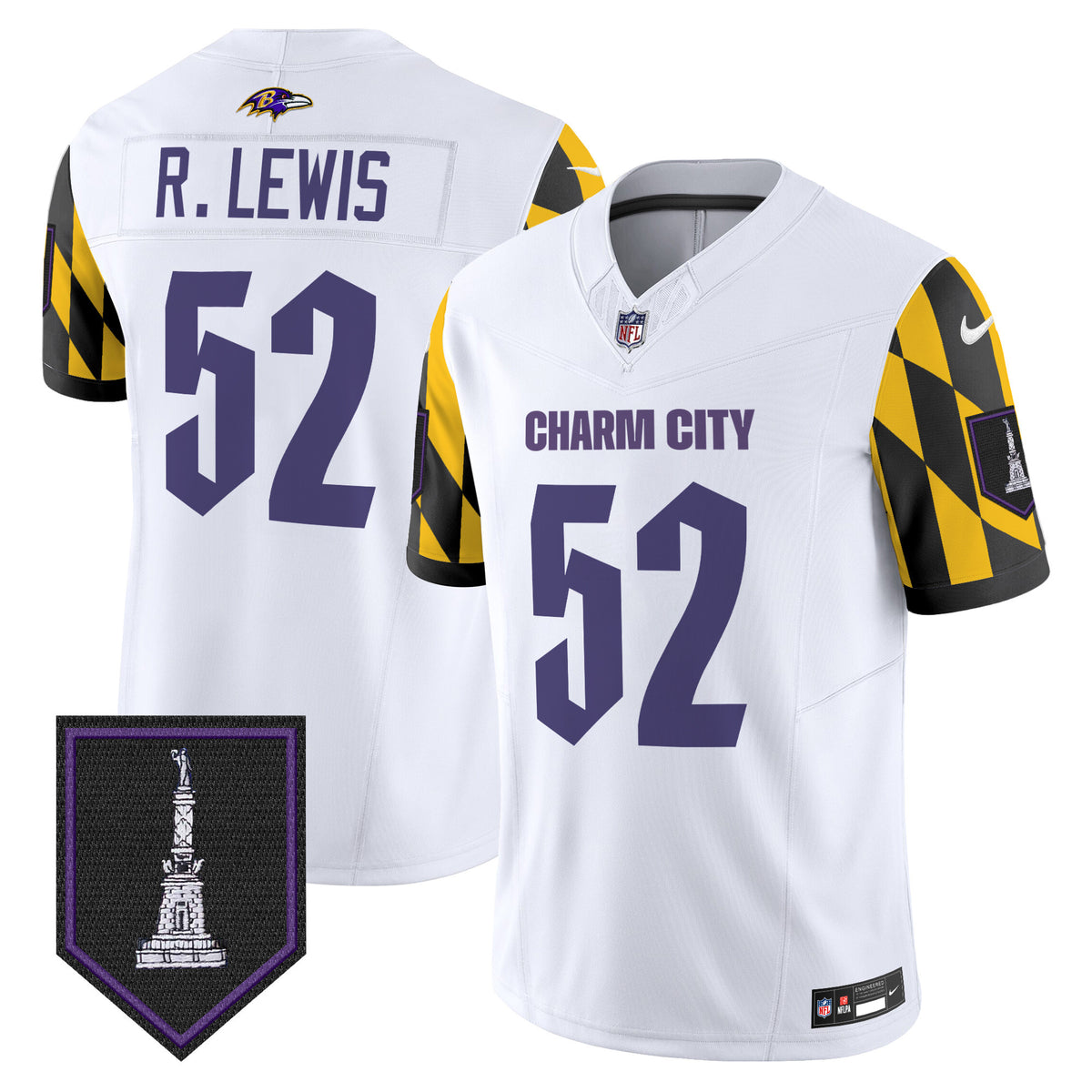 Men's Ravens City Edition Patch Vapor Limited Jersey - All Stitched - White - Ray Lewis — view 1