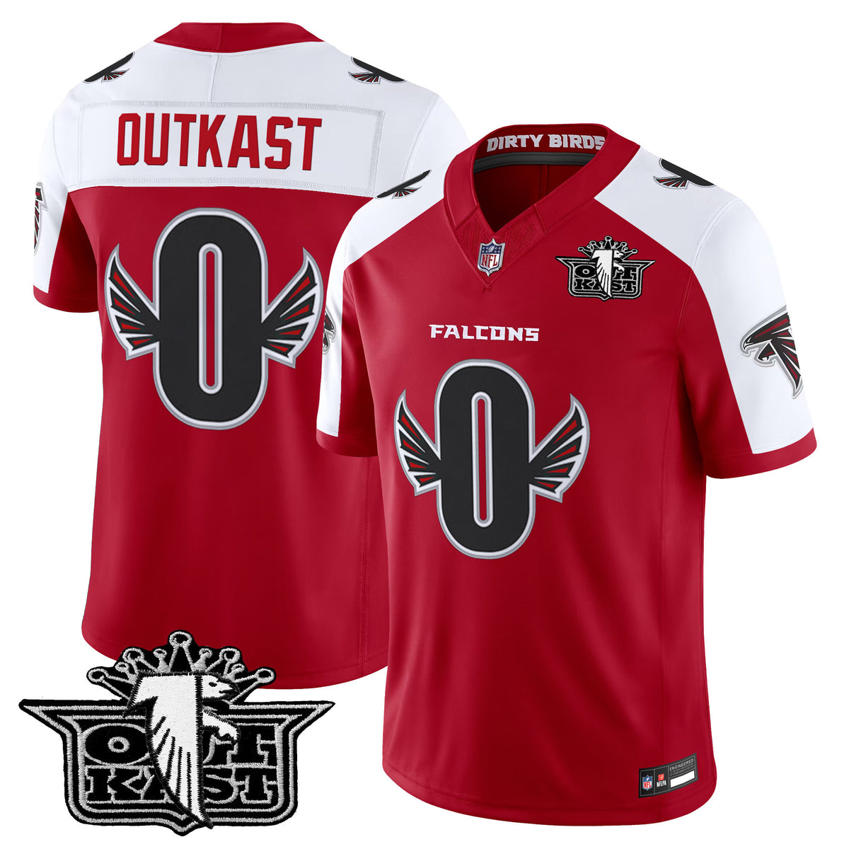 Men's Outkast x Atlanta Falcons 2026 Vapor Limited Jersey - All Stitched - Red Alternate - #0 OutKast — view 1