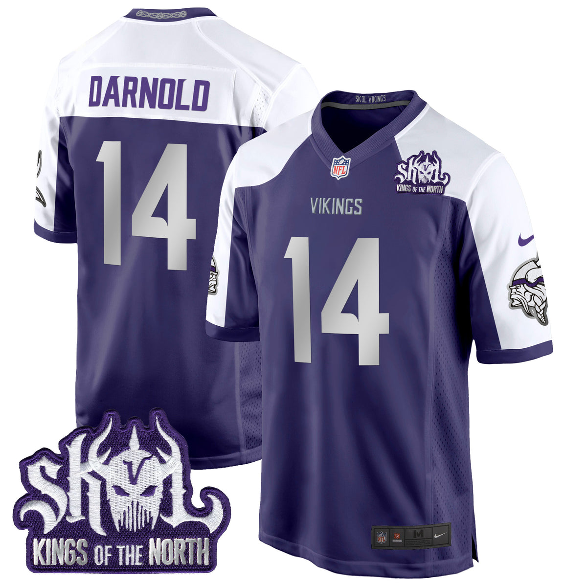 Men's Minnesota Vikings 2024 Winter Warrior Skol Patch Game Jersey - All Stitched - Purple Alternate - Sam Darnold — view 1
