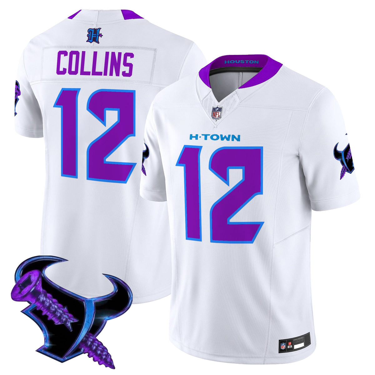 Men's Houston Texans 2025 DJ Screw Vapor Limited Jersey - All Stitched - White - Nico Collins ~5693911 — view 1