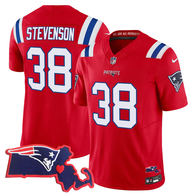 Women's Patriots Bill Belichick 6x Champions Vapor Jersey - All Stitched - Red - Rhamondre Stevenson — view 1