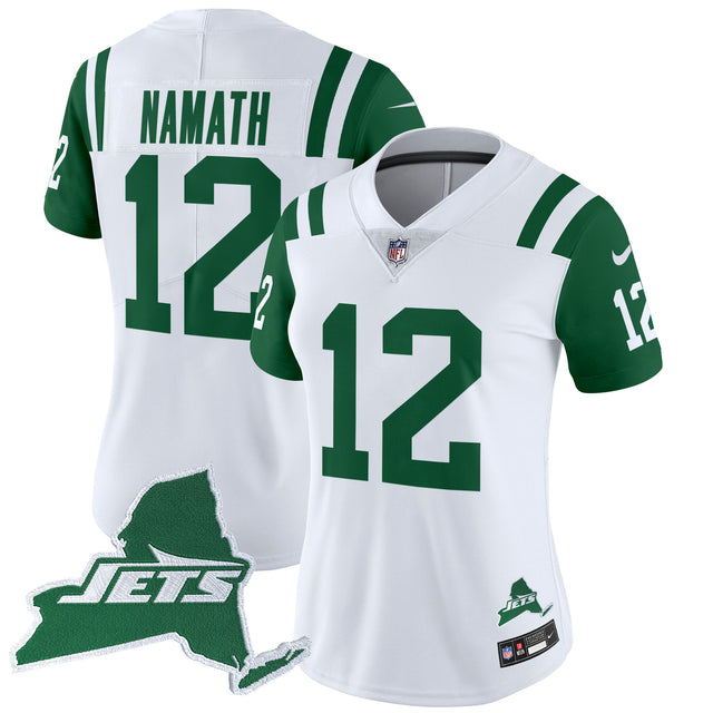 Women's New York Jets Home Patch Vapor Legacy Limited Jersey - All Stitched - Throwback - Joe Namath — view 1