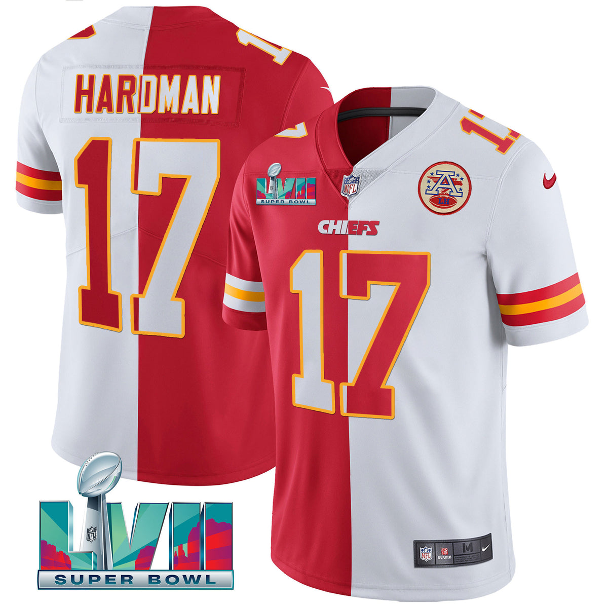 Youth's Chiefs Super Bowl Vapor Gold Jersey - All Stitched - Split - Mecole Hardman — view 1