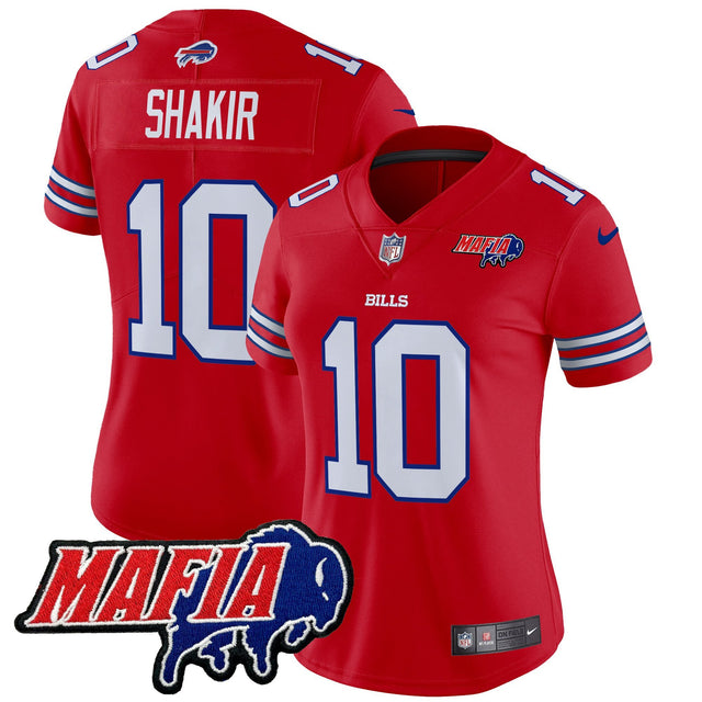 Women's Buffalo Bills 2025 Bills Mafia Patch Vapor Limited Jersey - All Stitched - Red - Khalil Shakir — view 1