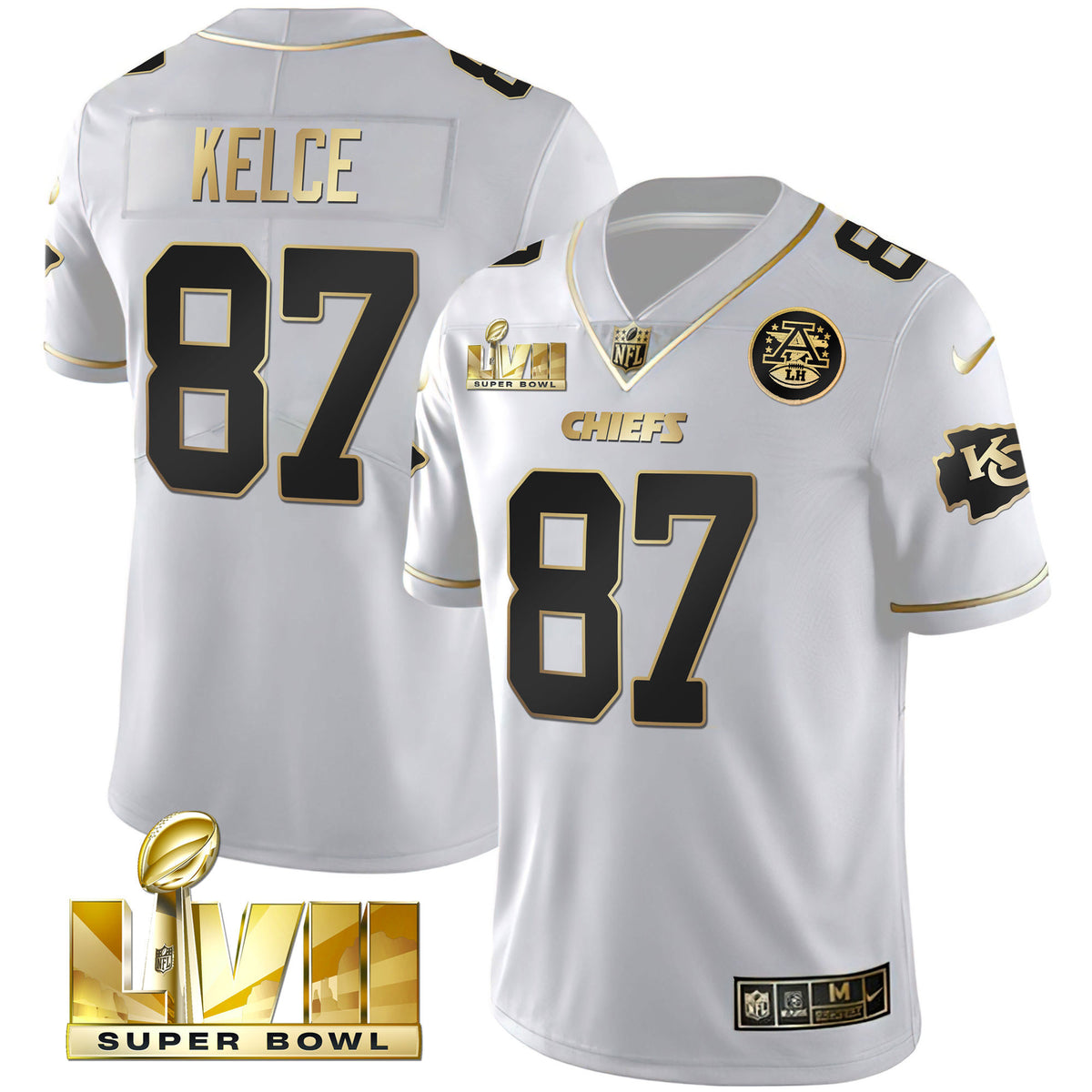 Men's Chiefs Super Bowl Vapor Gold Jersey - All Stitched - White Gold - Travis Kelce — view 1