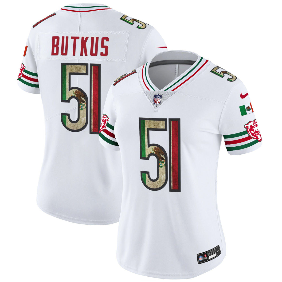 Women's Chicago Bears Mexico Vapor Limited Jersey - All Stitched - White - Dick Butkus — view 1