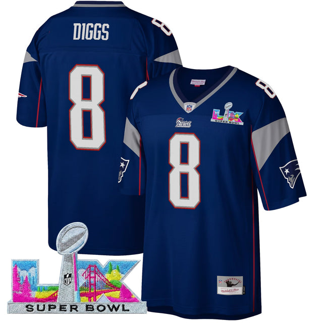 Men's New England Patriots Super Bowl LX Throwback Jersey - All Stitched - Royal - Stefon Diggs — view 1