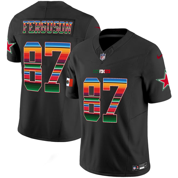Jake Ferguson Dallas Cowboys Black Mexico Jersey - All Stitched — view 1