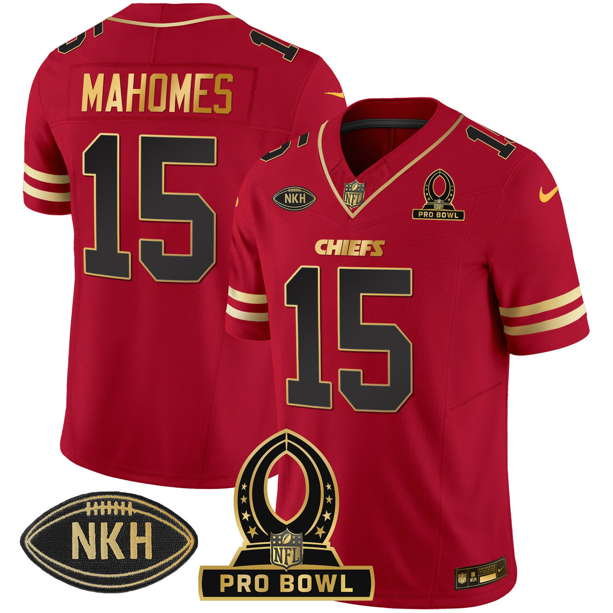 Men's Chiefs 2024 Pro Bowl Patch Vapor Jersey - All Stitched - Black Red - Patrick Mahomes — view 1