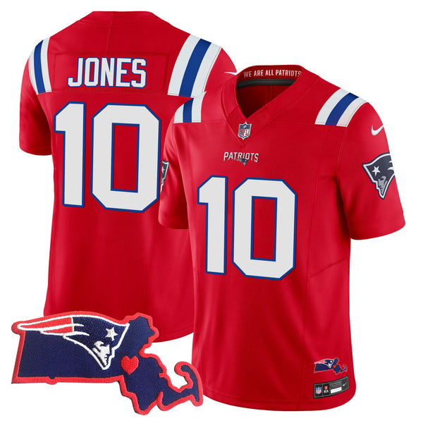 Women's Patriots Bill Belichick 6x Champions Vapor Jersey - All Stitched - Red - Mac Jones — view 1