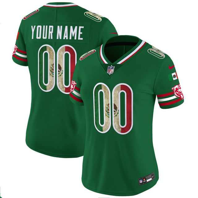 Chicago Bears Mexico Vapor Limited Custom Jersey - All Stitched - Green — view 1