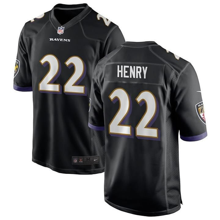 Derrick Henry #22 Baltimore Ravens Jersey - All Stitched - Black — view 1