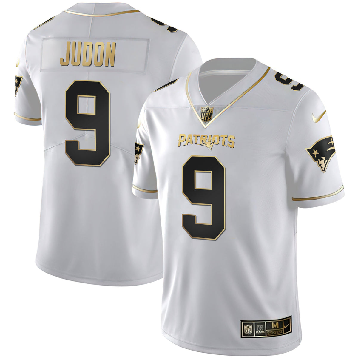 Men's New England Patriots White Gold & Black Gold Jersey - All Stitched - White Gold - Matthew Judon — view 1