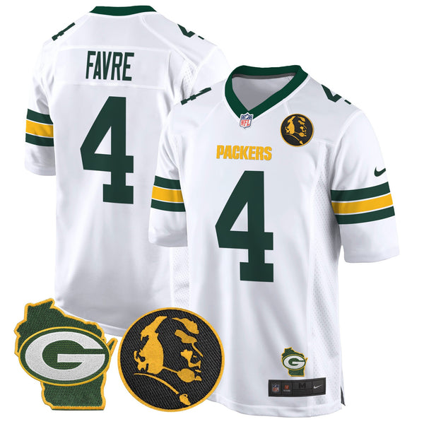 Men's Packers John Madden & Home Patch Game Jersey - All Stitched - White - Brett Favre — view 1