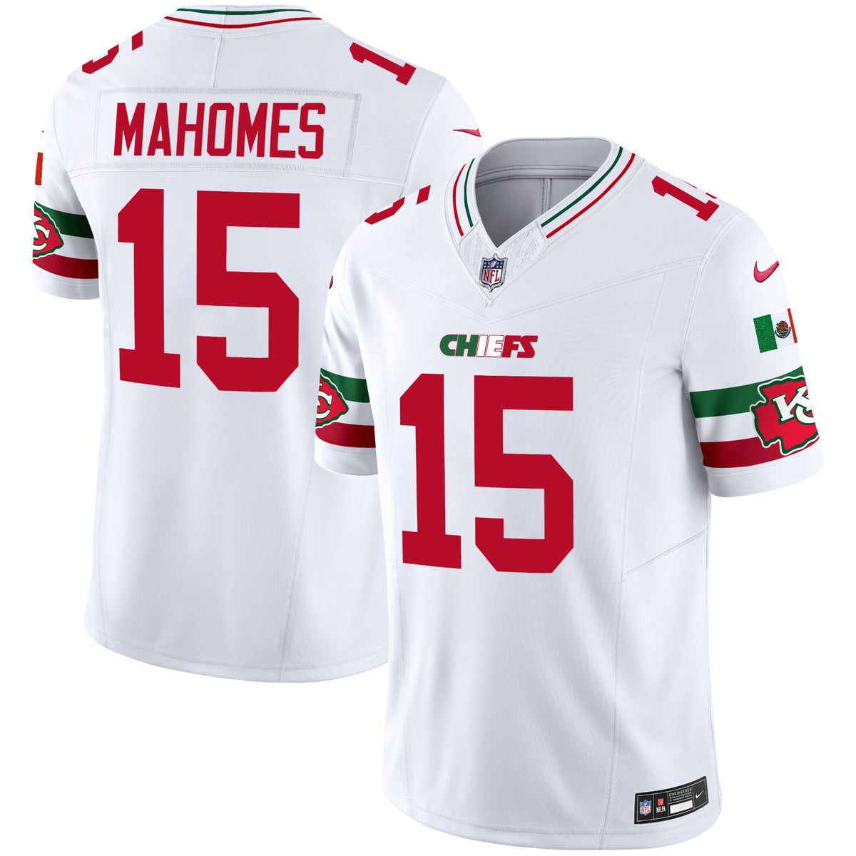 Men's Chiefs Mexico Vapor Limited Jersey - All Stitched - White - Patrick Mahomes — view 1