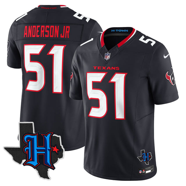 Men's Houston Texans 2024 Texas Patch Vapor Limited Jersey - All Stitched - Navy - Will Anderson Jr — view 1