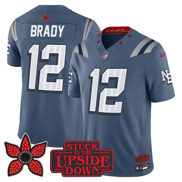 Men's New England Patriots 'Stranger Things Edition' Vapor Limited Jersey V2 - All Stitched - Storm Blue - Tom Brady — view 1