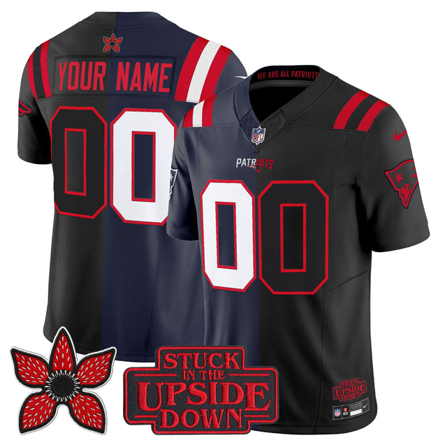 New England Patriots 'Upside Down Edition' Vapor Limited Custom Jersey - All Stitched - Navy-Black — view 1