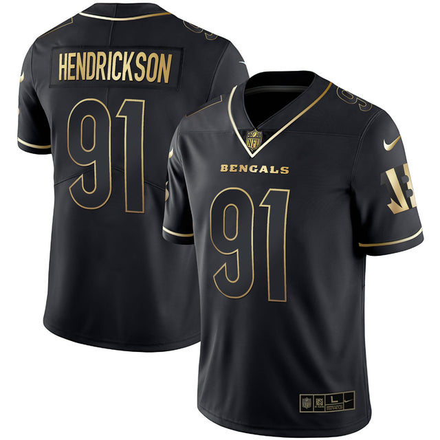 Men's Cincinnati Bengals White Gold & Black Gold Jersey - All Stitched - Black Gold - Trey Hendrickson — view 1