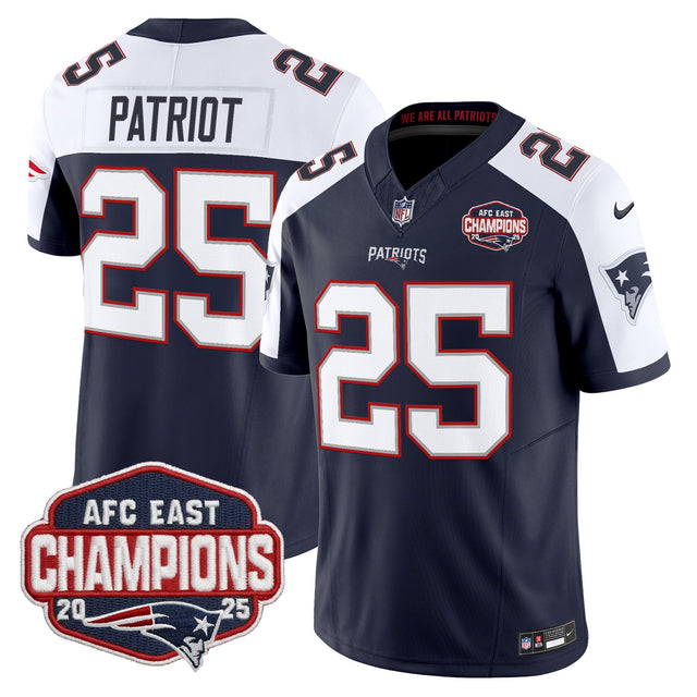 Men's New England Patriots 2025 AFC East Division Champions Vapor Limited Jersey - All Stitched - Navy Alternate - #25 Patriot — view 1