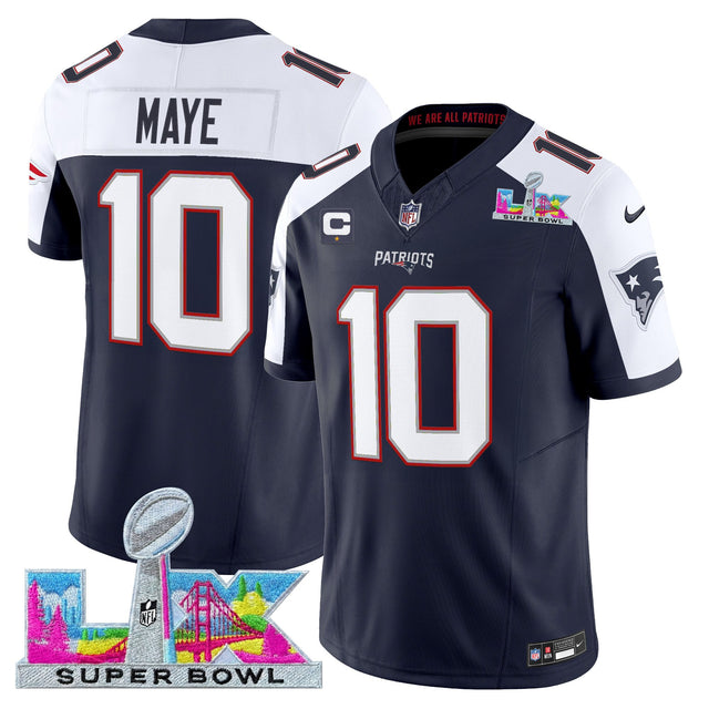 Men's New England Patriots Super Bowl LX Vapor Limited Jersey - All Stitched - Navy Alternate - Drake Maye — view 1