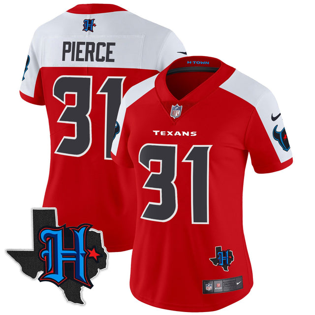 Women's Houston Texans 2024 Texas Patch Vapor Limited Jersey - All Stitched - Red Alternate - Dameon Pierce — view 1