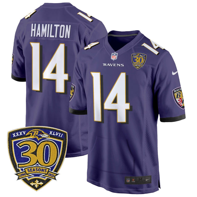 Baltimore Ravens Purple With Pocket Jersey - All Stitched - Kyle Hamilton — view 1