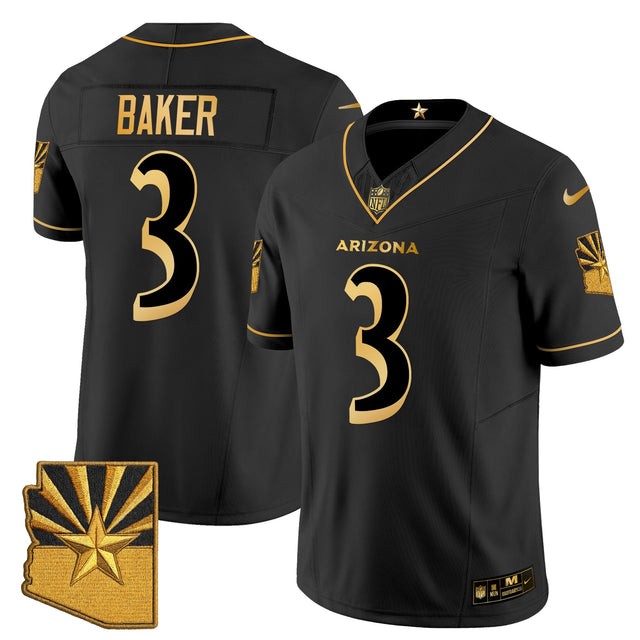 Men's Arizona Cardinals 2025 Rivalries Gold Vapor Limited Jersey - All Stitched - Black Gold - Budda Baker — view 1