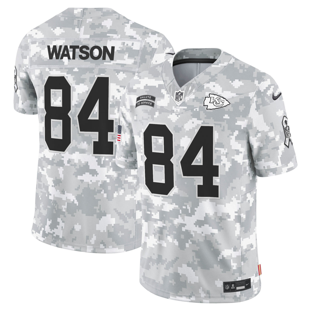 Men's Kansas City Chiefs 2024 Salute to Service Vapor Limited Jersey - All stitched - Arctic Camo - Justin Watson — view 1