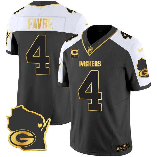 Men's Packers Home Patch Gold Vapor Jersey V2 - All Stitched - Alternate - Brett Favre — view 1