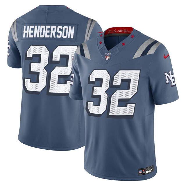 Men's New England Patriots 2025 Vapor Limited Jersey - All Stitched - Storm Blue - TreVeyon Henderson — view 1