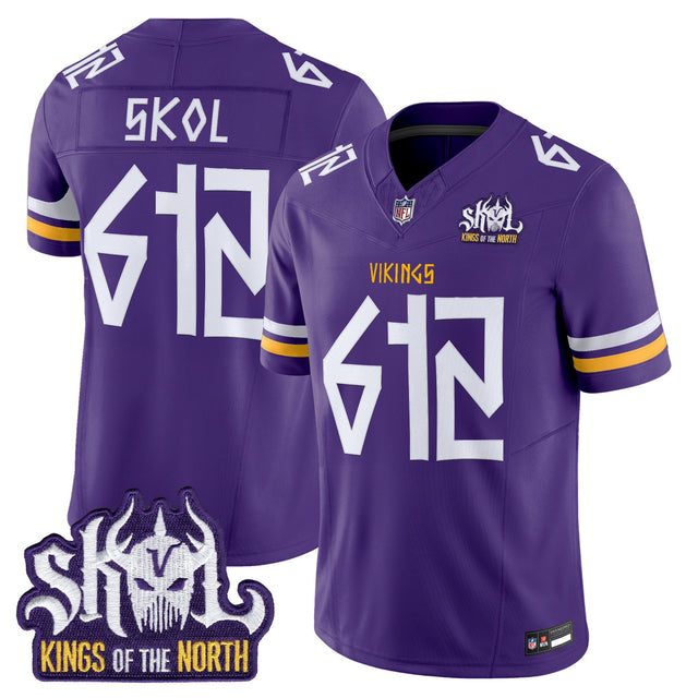 Men's Minnesota Vikings Norse Heritage Edition Kings Of The North Patch Vapor Limited Jersey - All Stitched - Purple - Skol 612 — view 1