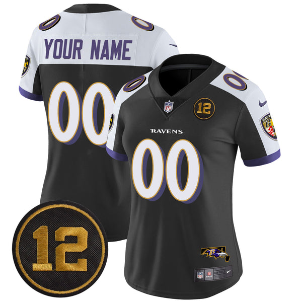 Ravens Jacoby Jones Patch Vapor Limited Custom Jersey - All Stitched - Black Alternate — view 1