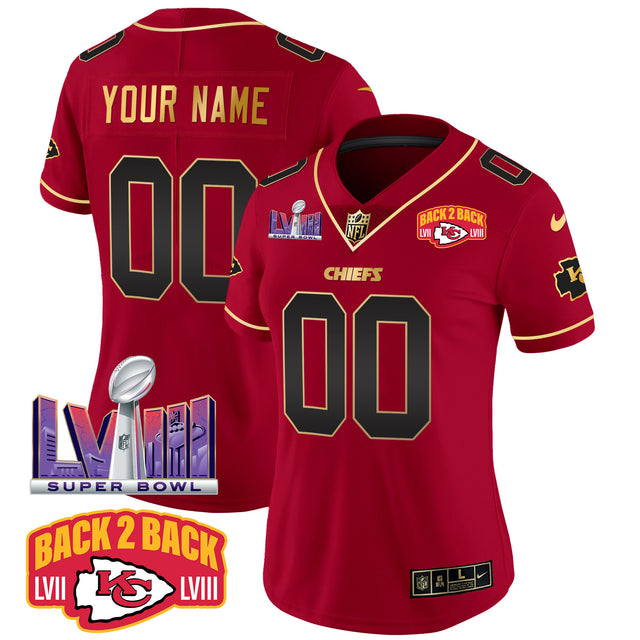 Chiefs Super Bowl LVIII & Back 2 Back Patch Vapor Custom Jersey - All Stitched - Red Special — view 1