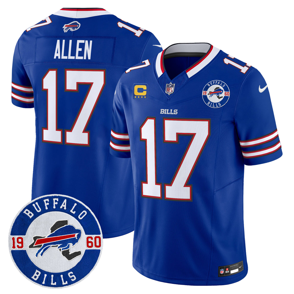 Men's Buffalo Bills 2024 Vapor Limited Jersey - Est. 1960 Patch - All Stitched - Royal - Josh Allen — view 1