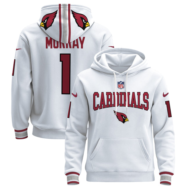 Men's Arizona Cardinals 2024 Pullover Hoodie V2 - All Stitched - White - Kyler Murray — view 1