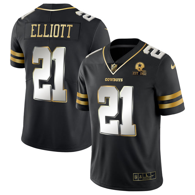 Men's Cowboys Vapor Gold Jersey - All Stitched - Black Limited - Ezekiel Elliott — view 1