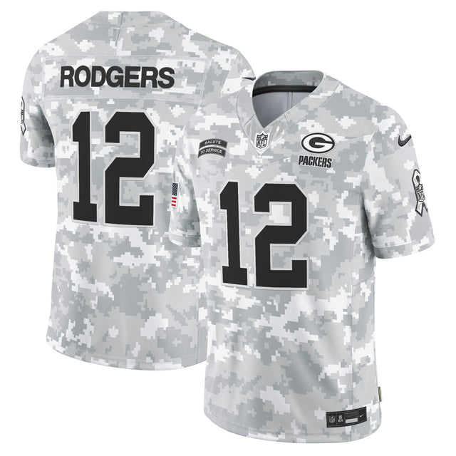 Men's Green Bay Packers 2024 Salute to Service Vapor Limited Jersey - All Stitched - Arctic Camo - Aaron Rodgers — view 1