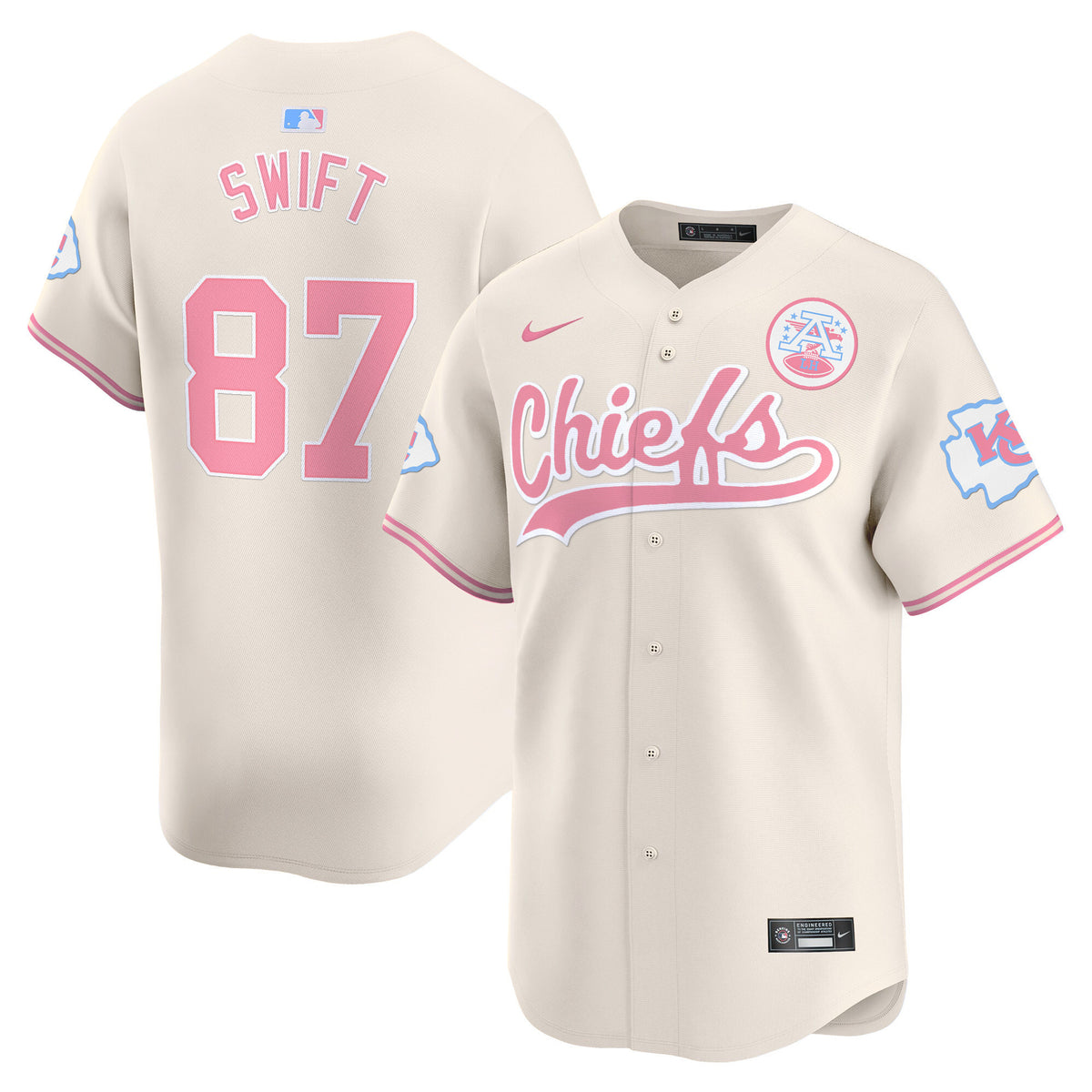 Unisex Chiefs Bubblegum Pink Vapor Premier Limited Jersey - All Stitched - Cream - Taylor Swift — view 1